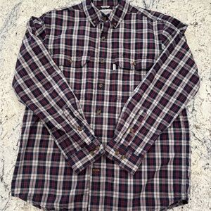 Carhartt Relaxed Fit Plaid Flannel Button-Down Shirt | Men’s M